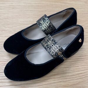 Venettini Black Velvet & Gold metallic Andrea Flats